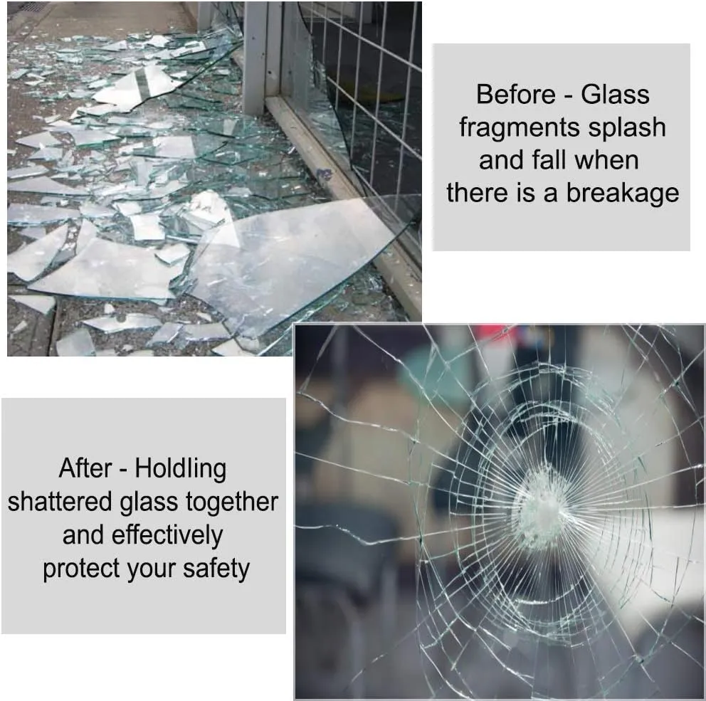 0.05mm Clear Window Security Film Adhesive Anti Shatter Heat Control Safety Window Glass Protection Sticker for Home and Office, 17.7inch x 8.2feet
