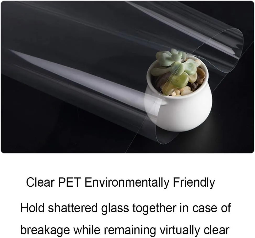 0.05mm Clear Window Security Film Adhesive Anti Shatter Heat Control Safety Window Glass Protection Sticker for Home and Office, 17.7inch x 8.2feet