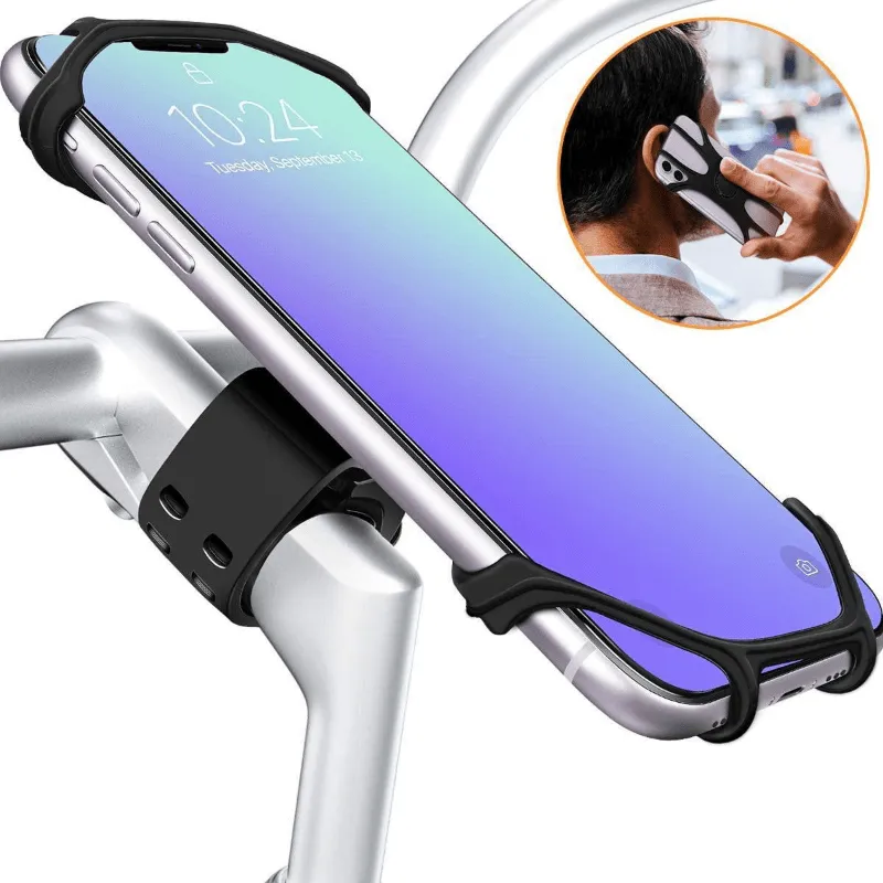 360 Rotation Silicone Bike Phone Holder for Outdoor Cycling