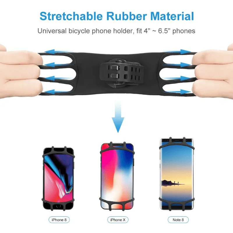 360 Rotation Silicone Bike Phone Holder for Outdoor Cycling