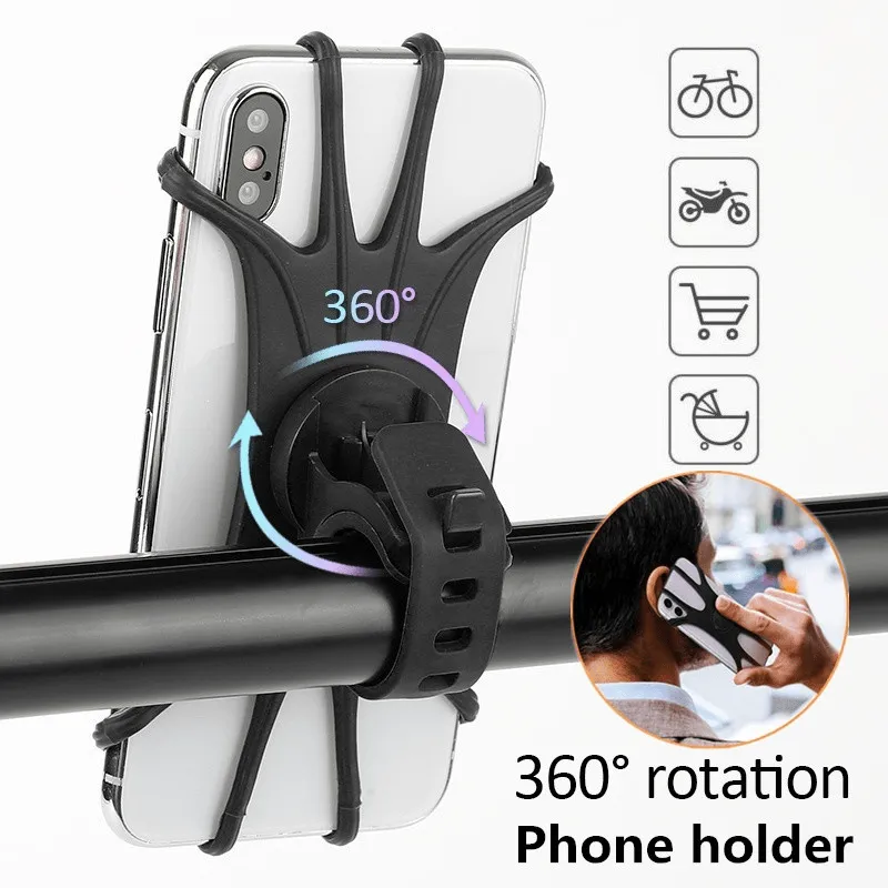 360 Rotation Silicone Bike Phone Holder for Outdoor Cycling