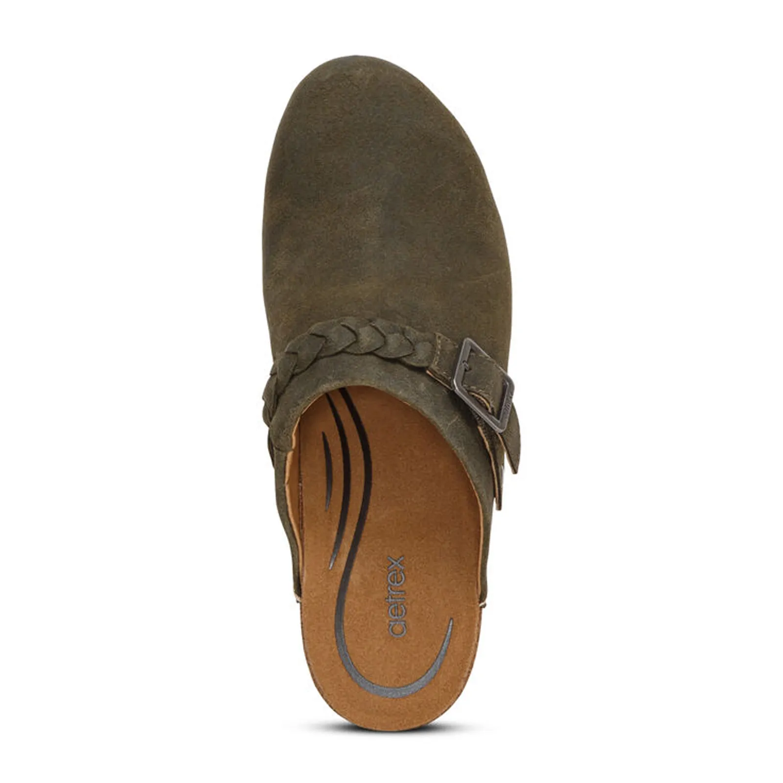 Aetrex Corey Heeled Clog (Women) - Olive Leather