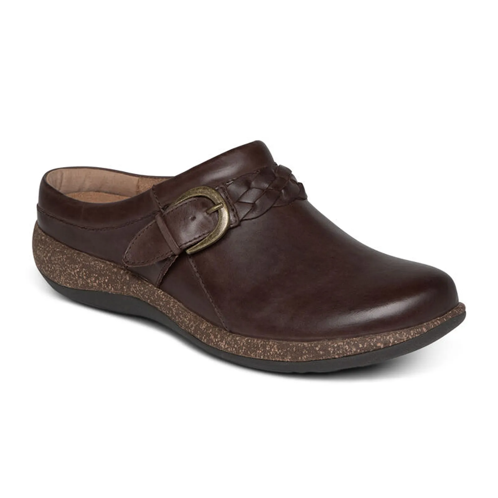 Aetrex Libby Clog (Women) - Brown Leather