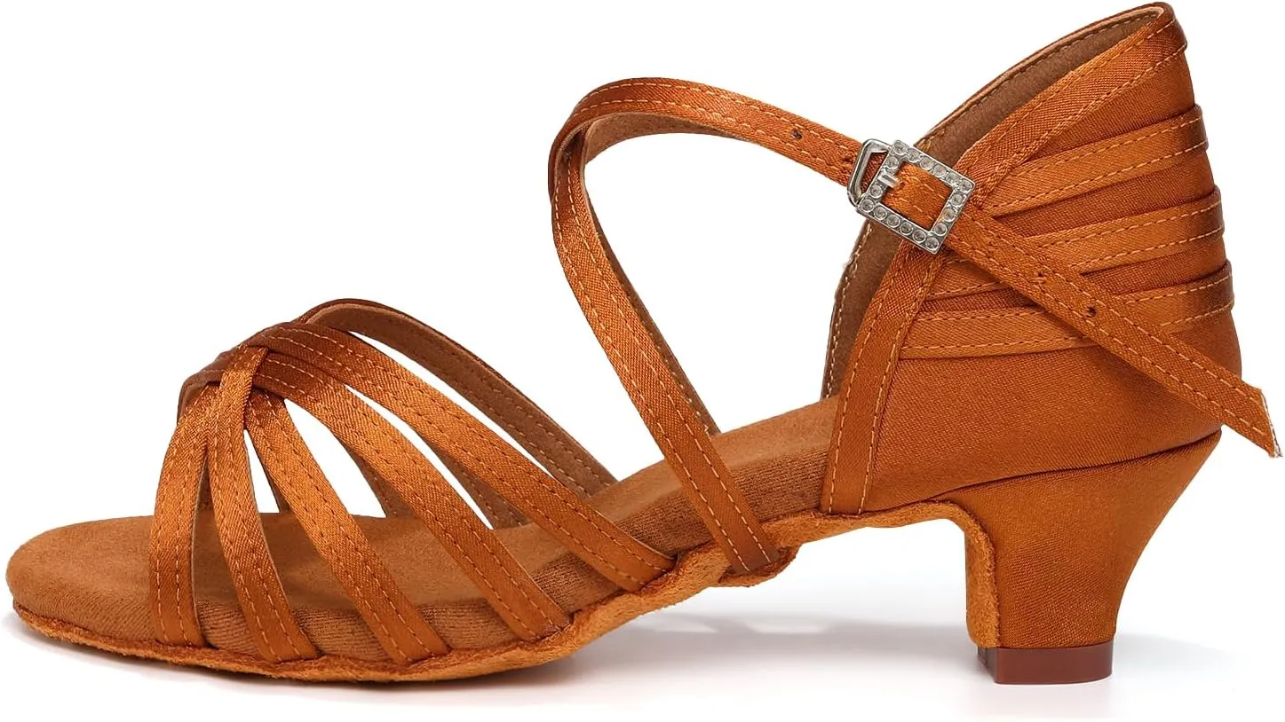 AOQUNFS Girls Latin Dance Shoes Low Heels Tango Salsa Ballroom Practice Performance Dancing Shoes