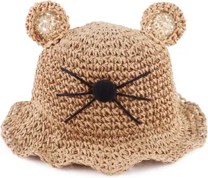 Baby Girl Straw Hat Outdoor Baby Sun Protection Hats Summer Bowknot Beach Cap for Infant Toddler Girls
