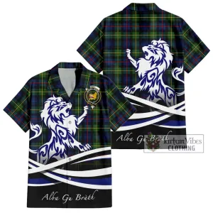 Bailey Modern Tartan Short Sleeve Button Shirt with Alba Gu Brath Regal Lion Emblem