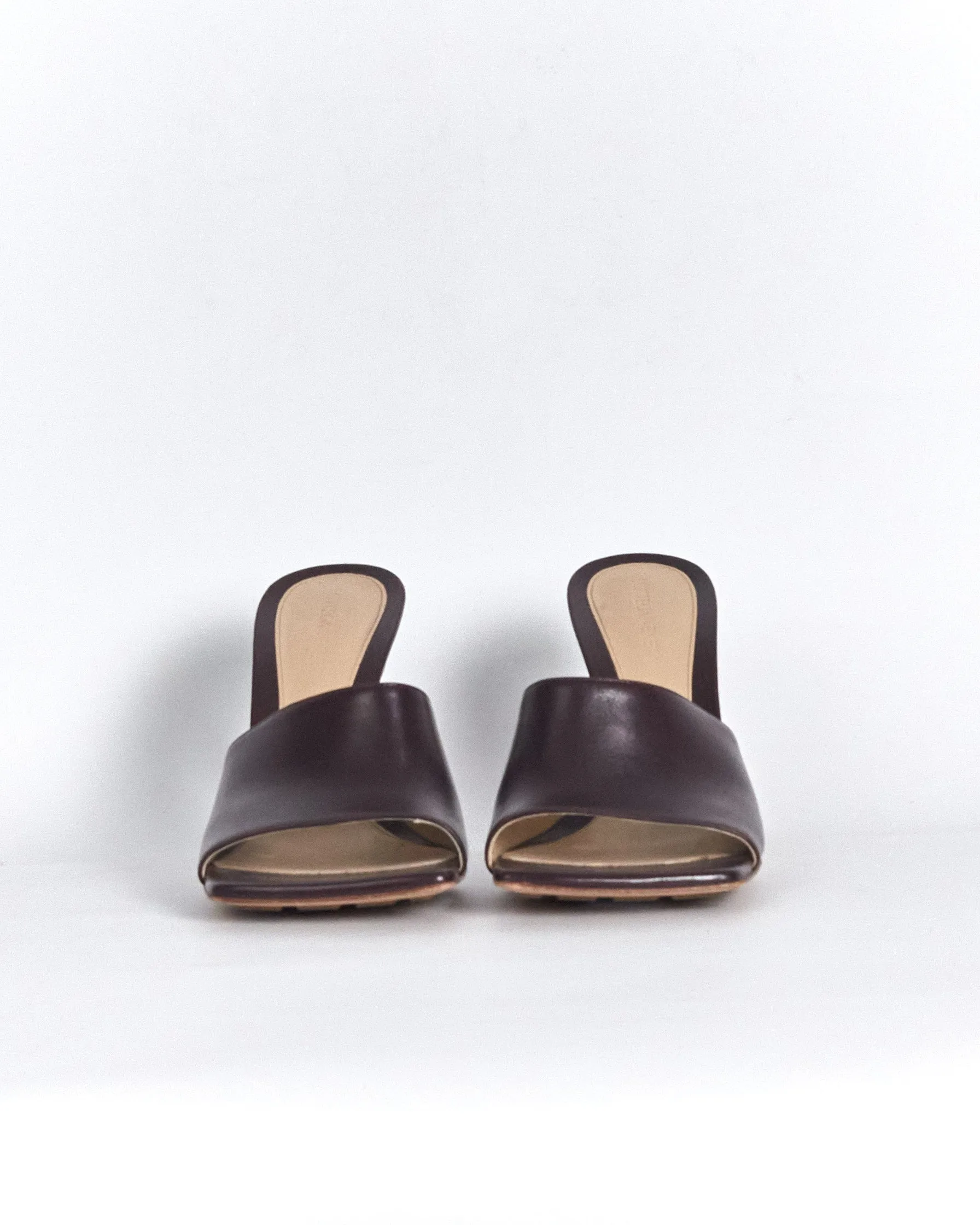 Bottega Veneta square toe 'stretch' mules, aubergine, 39.5