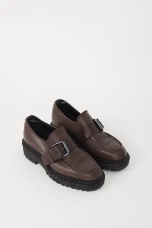 Brown & Silver Leather Chunky Loafer