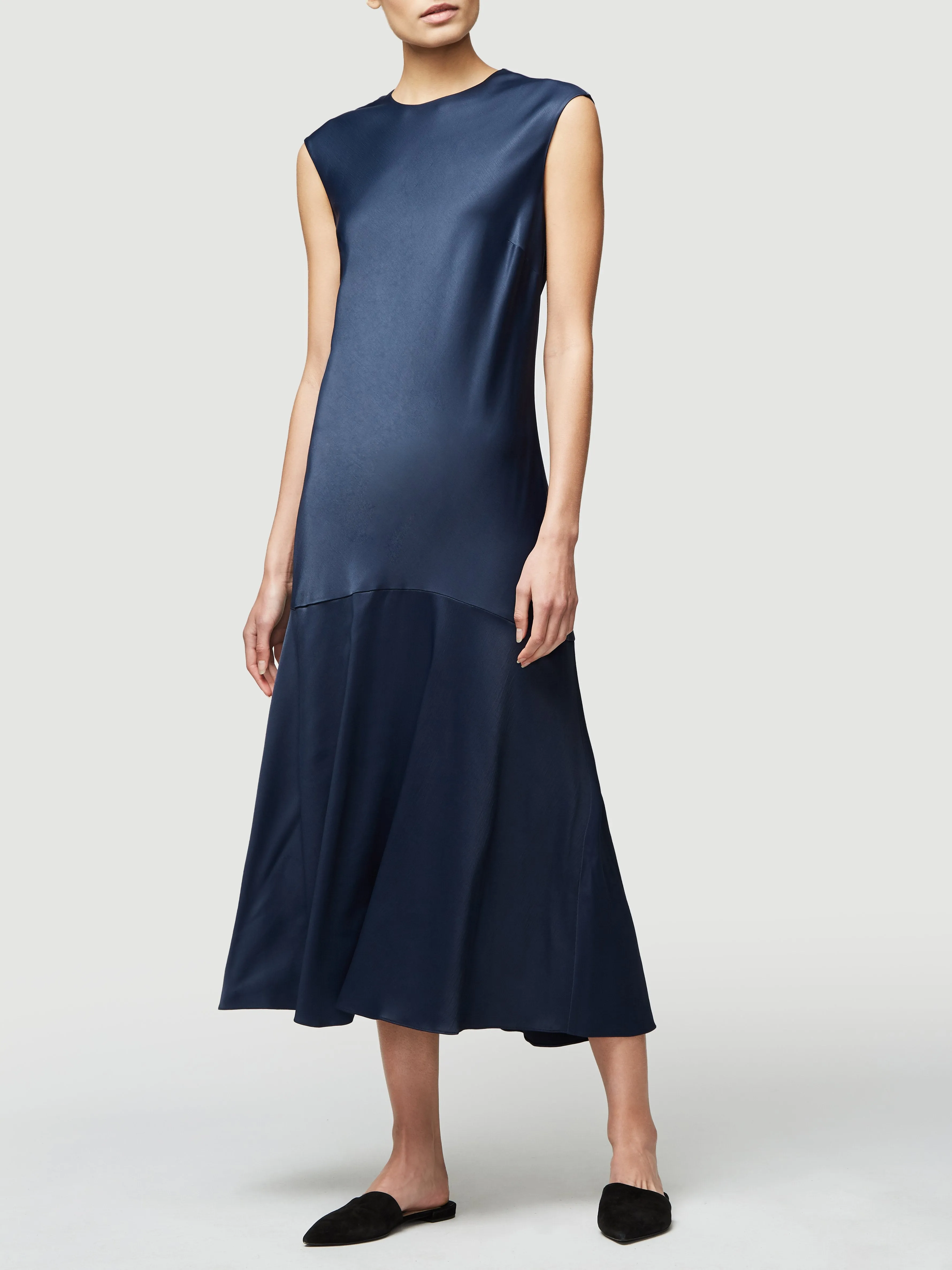 Cascade Dress -- Navy