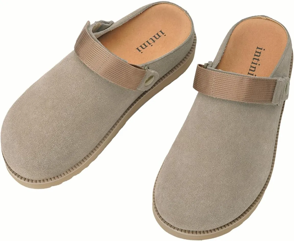 Clogs for Women Platform Clogs Slippers Classic Suede Leather Mules with Arch Support Comfortable Slip-on Sandals Shoes for Indoor Outdoor
