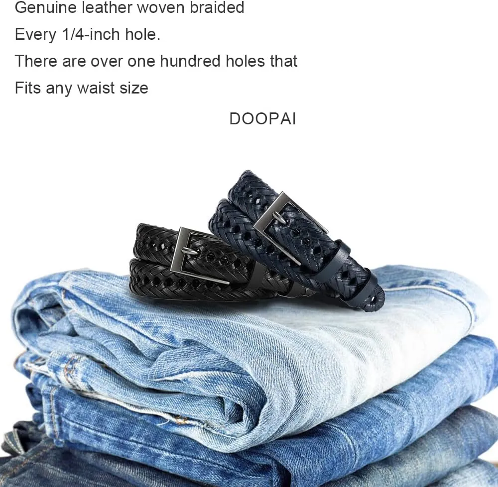 DOOPAI Mens Belts, Braided Leather Dress Belt,Woven Braided Belts for Gift Men Casual Jeans Golf