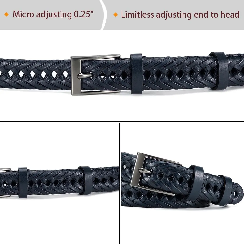 DOOPAI Mens Belts, Braided Leather Dress Belt,Woven Braided Belts for Gift Men Casual Jeans Golf