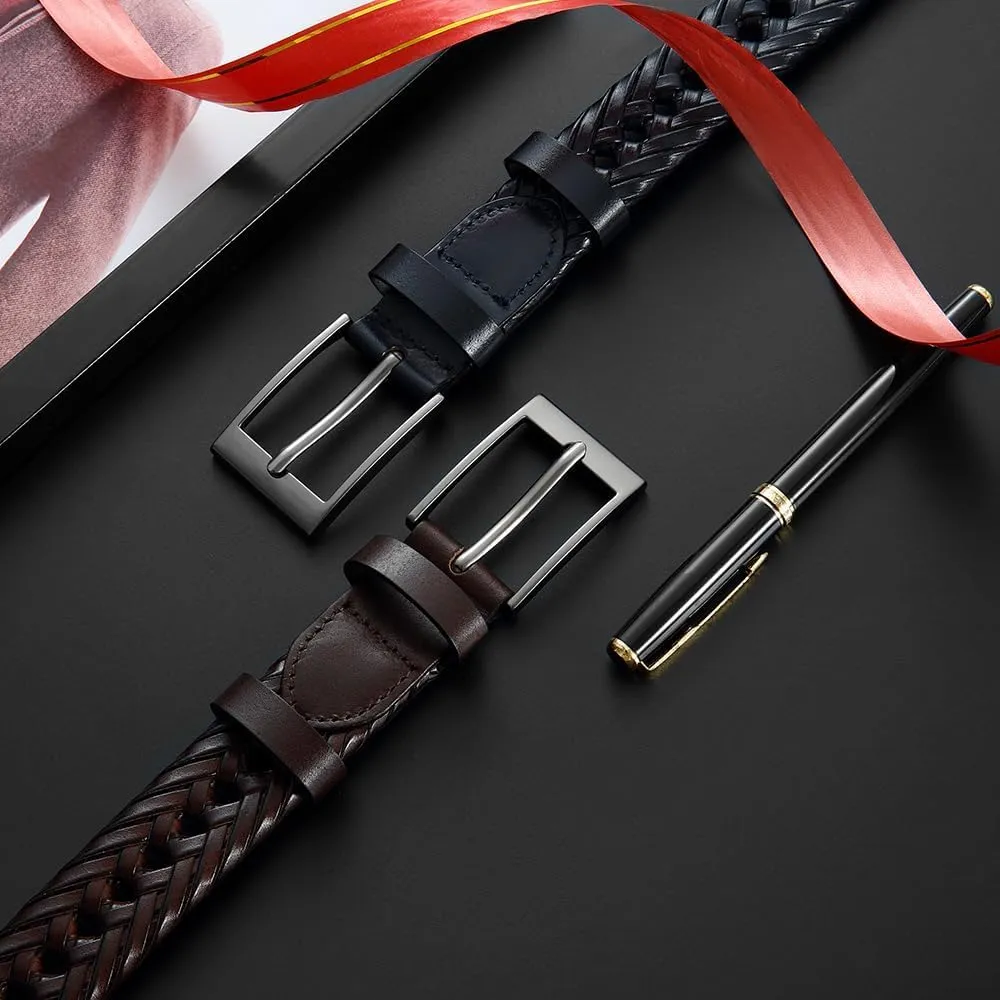 DOOPAI Mens Belts, Braided Leather Dress Belt,Woven Braided Belts for Gift Men Casual Jeans Golf