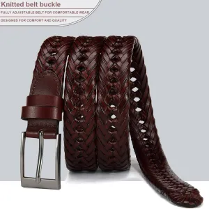 DOOPAI Mens Belts, Braided Leather Dress Belt,Woven Braided Belts for Gift Men Casual Jeans Golf