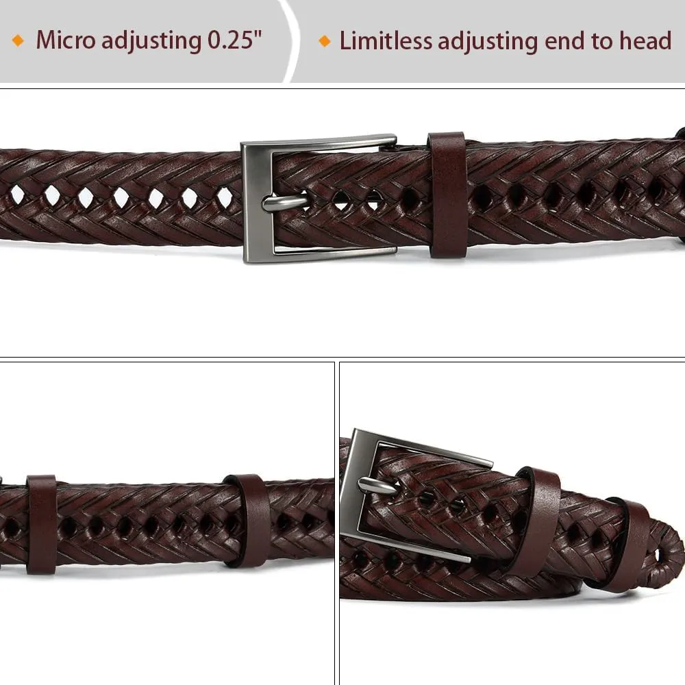 DOOPAI Mens Belts, Braided Leather Dress Belt,Woven Braided Belts for Gift Men Casual Jeans Golf