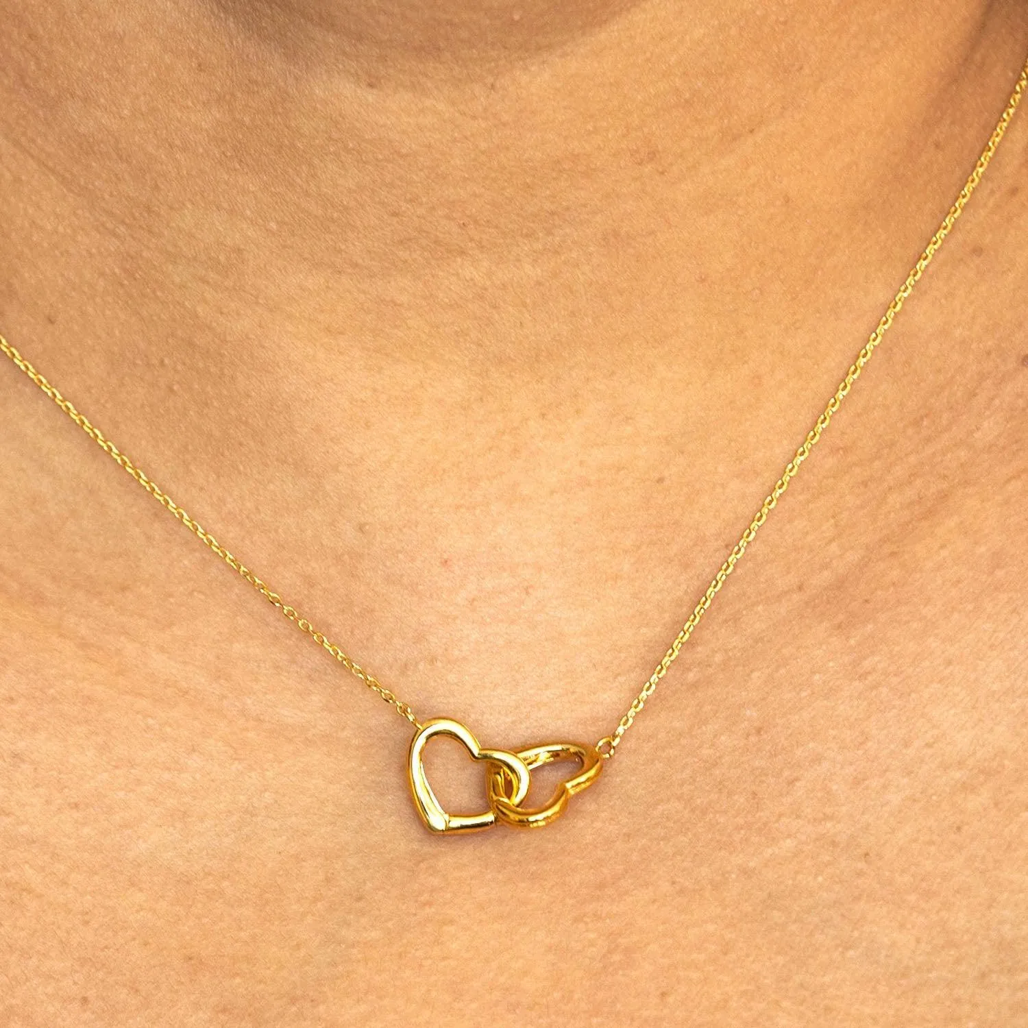 Empire Cove 14K Gold Sterling Silver Dipped Jewelry Double Heart Pendant Necklace
