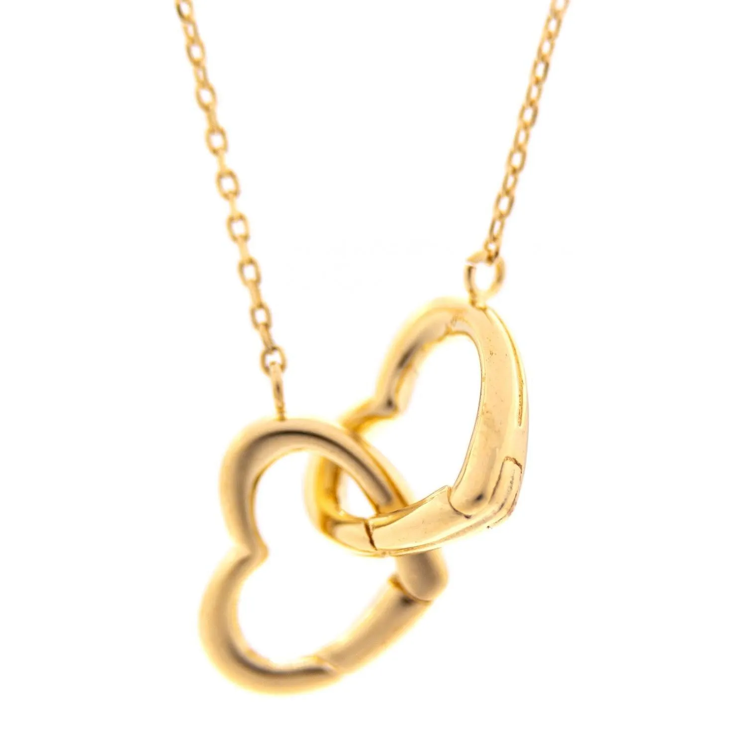 Empire Cove 14K Gold Sterling Silver Dipped Jewelry Double Heart Pendant Necklace