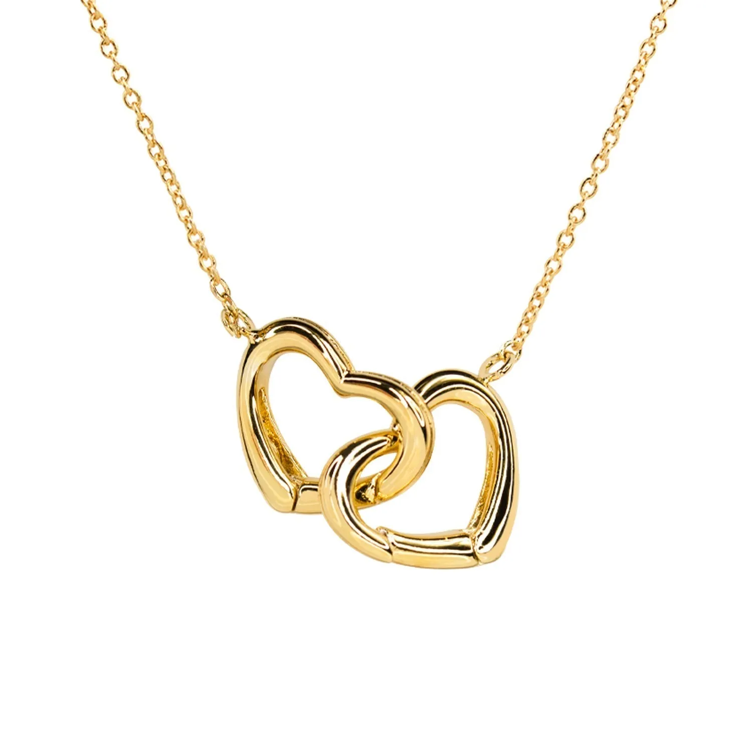 Empire Cove 14K Gold Sterling Silver Dipped Jewelry Double Heart Pendant Necklace