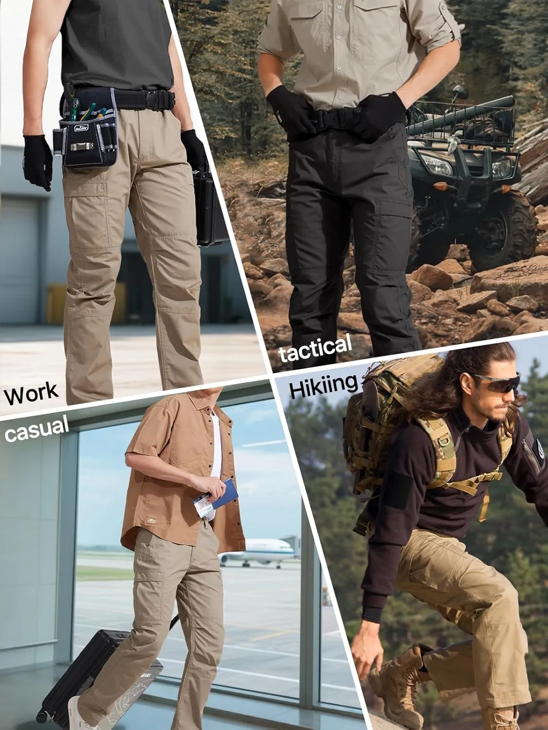 FREE SOLDIER Men's Cargo Pants Water Resistant Ripstop Tactical Pants for Men Work Pants Lightweight Outdoor Hiking Pants Men