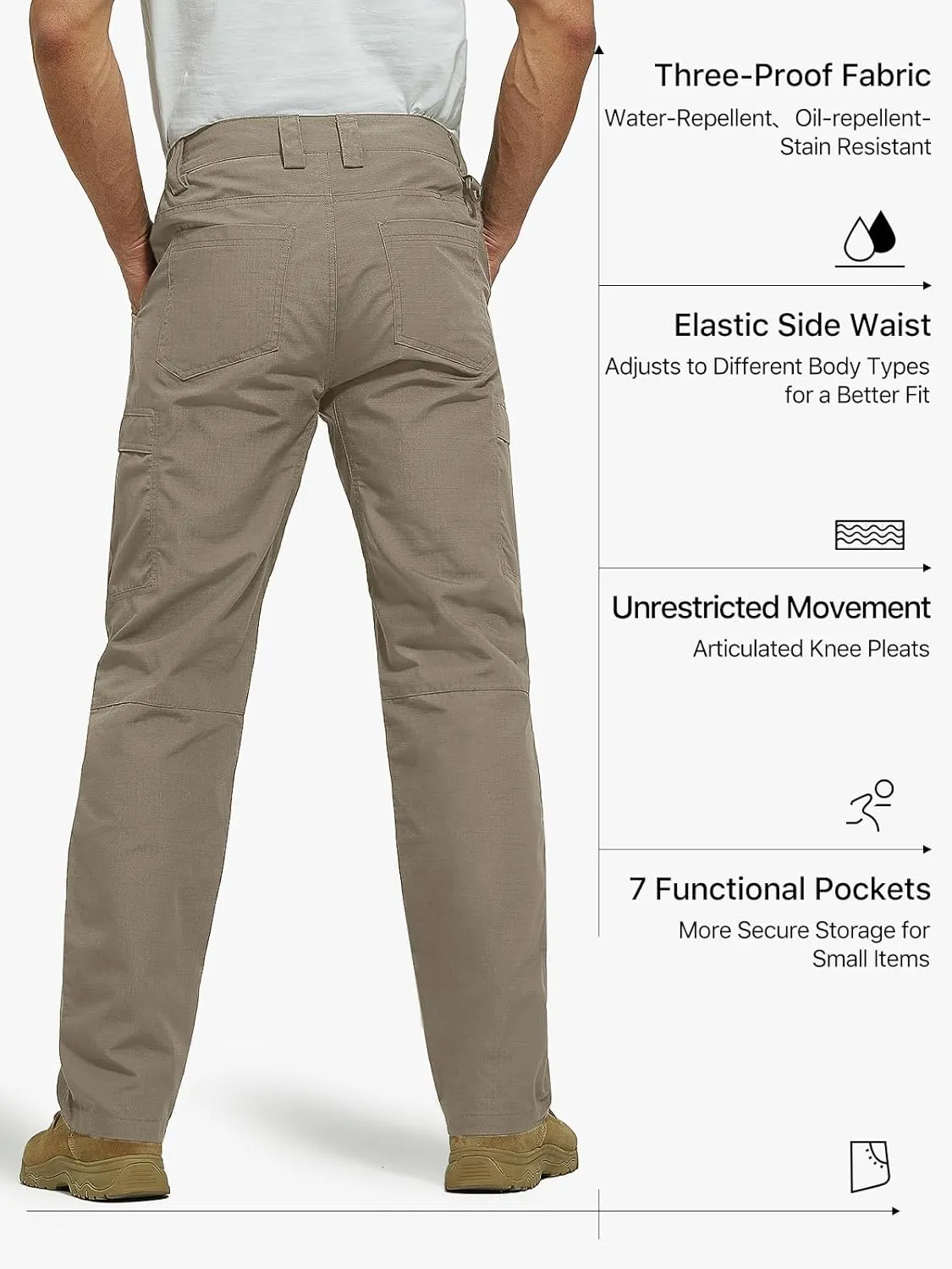 FREE SOLDIER Men's Cargo Pants Water Resistant Ripstop Tactical Pants for Men Work Pants Lightweight Outdoor Hiking Pants Men