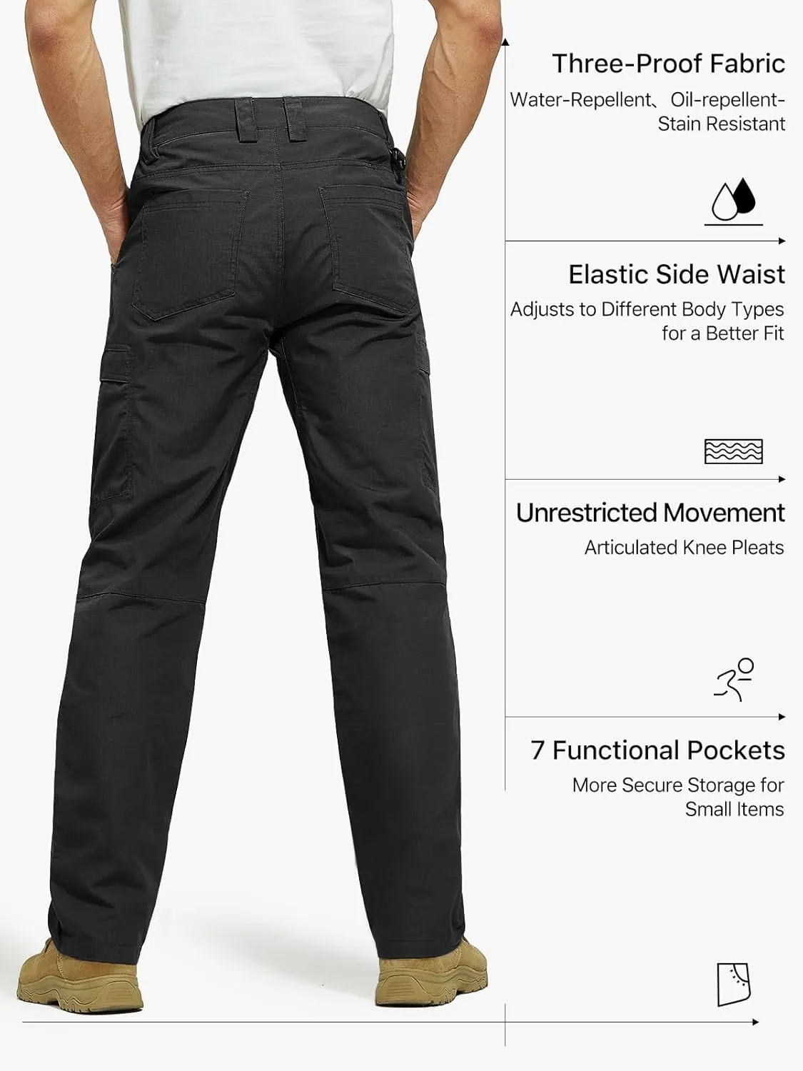 FREE SOLDIER Men's Cargo Pants Water Resistant Ripstop Tactical Pants for Men Work Pants Lightweight Outdoor Hiking Pants Men