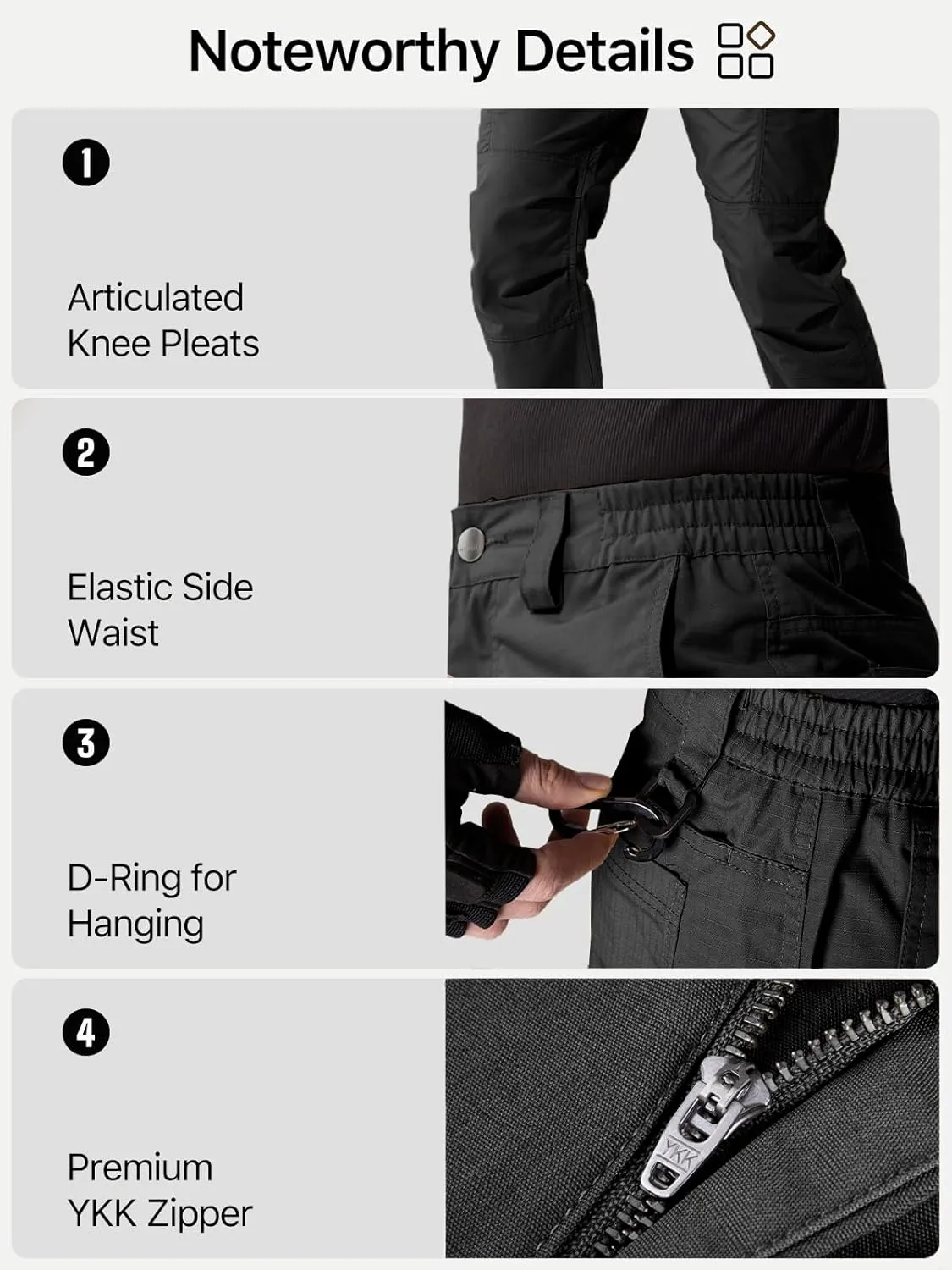 FREE SOLDIER Men's Cargo Pants Water Resistant Ripstop Tactical Pants for Men Work Pants Lightweight Outdoor Hiking Pants Men