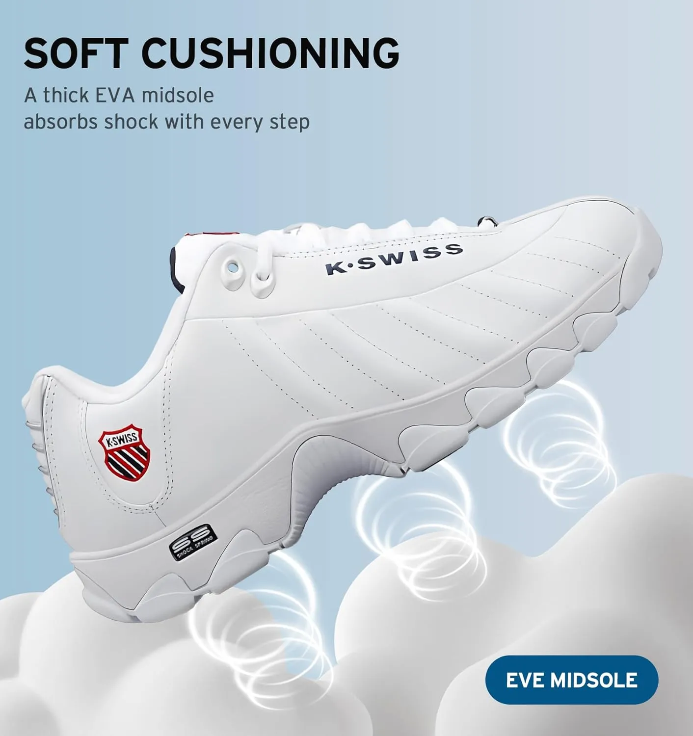 K-Swiss Men's ST329 CMF Sneaker, Wide Tennis Dad Walking Shoes Leather Upper