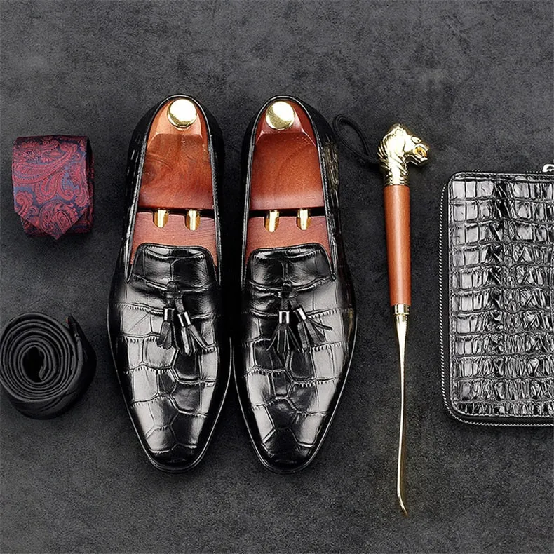 Luxury Alligator Tassel Slip-On Loafers