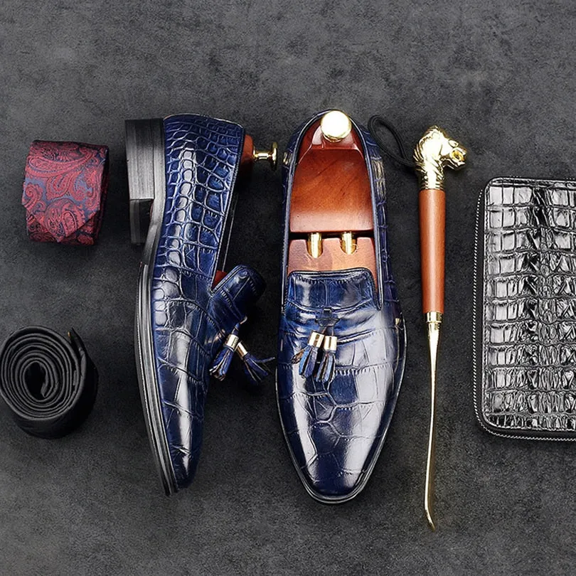 Luxury Alligator Tassel Slip-On Loafers