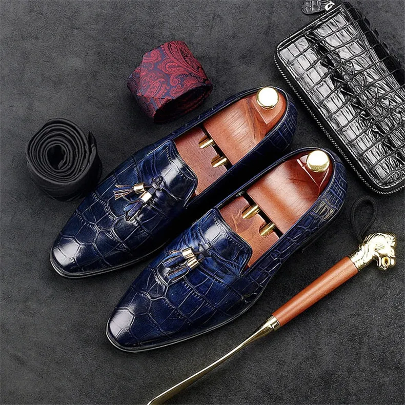 Luxury Alligator Tassel Slip-On Loafers