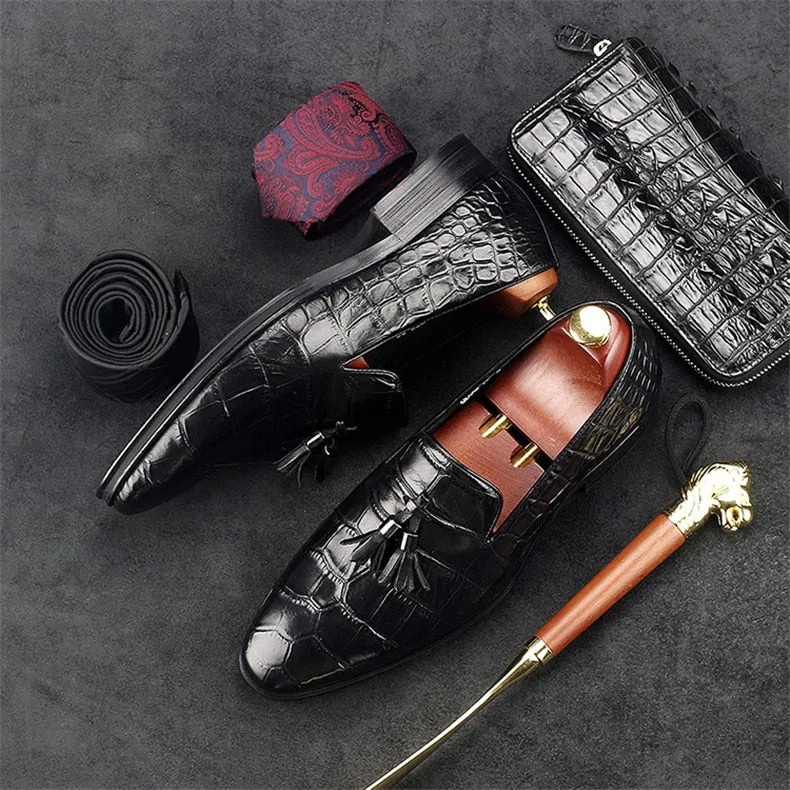 Luxury Alligator Tassel Slip-On Loafers