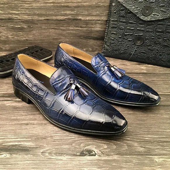 Luxury Alligator Tassel Slip-On Loafers