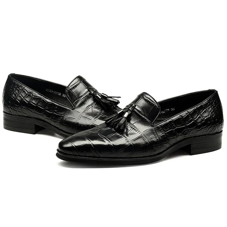 Luxury Alligator Tassel Slip-On Loafers