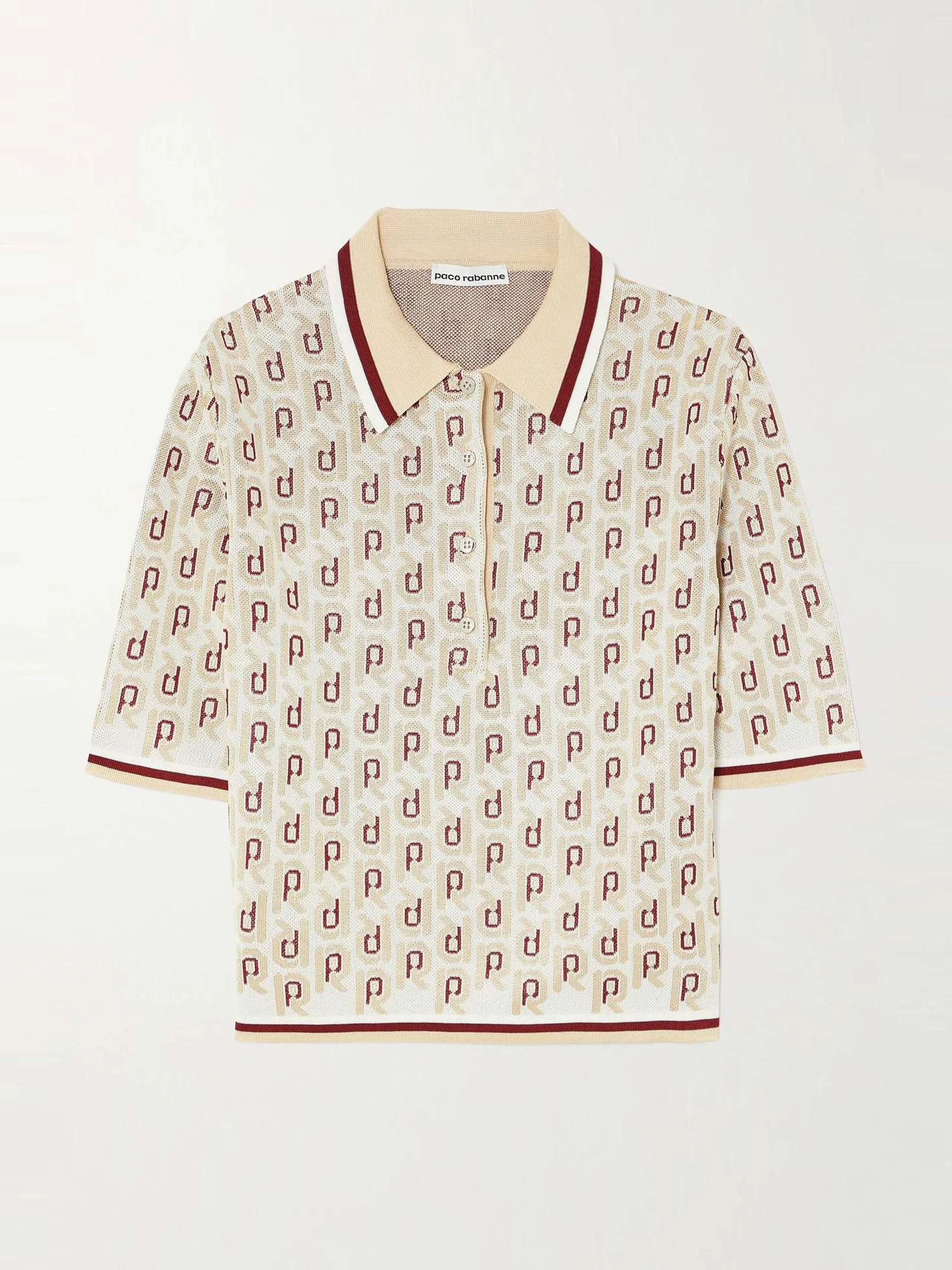 Metallic jacquard-knit polo shirt