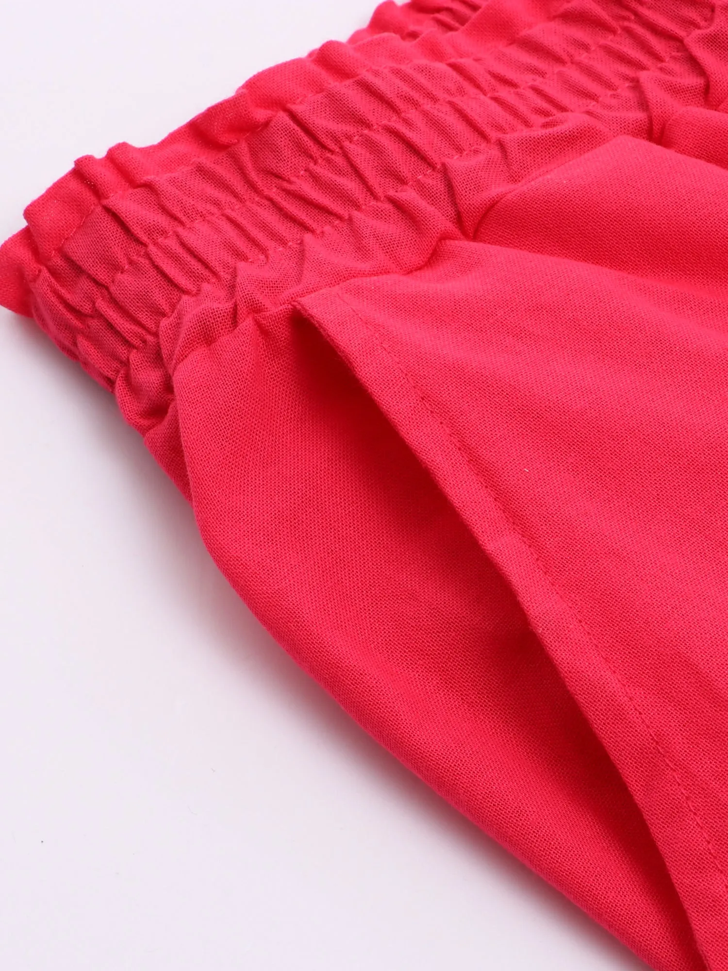 Midsize Simple Shirring Linen Pants
