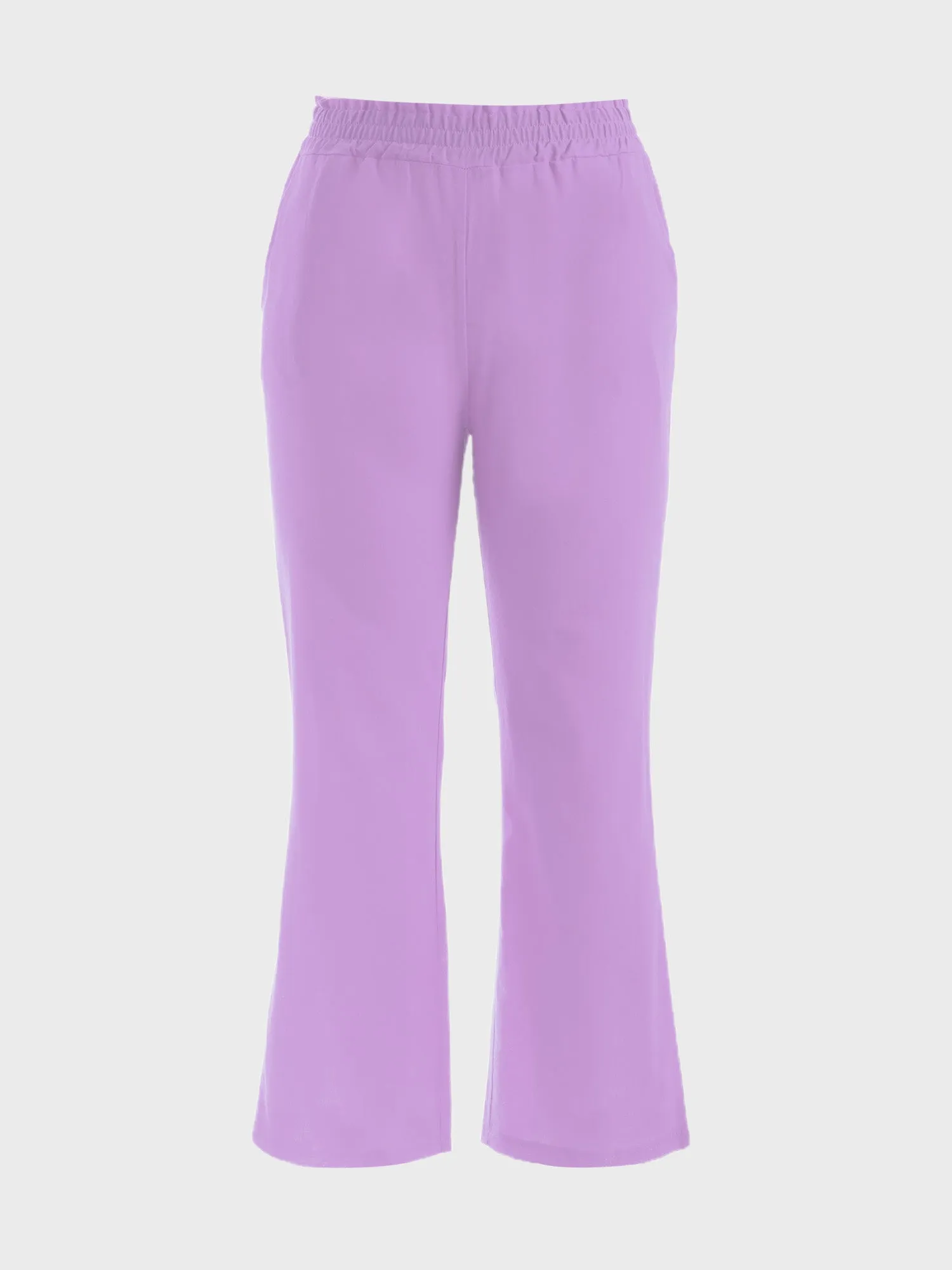 Midsize Simple Shirring Linen Pants