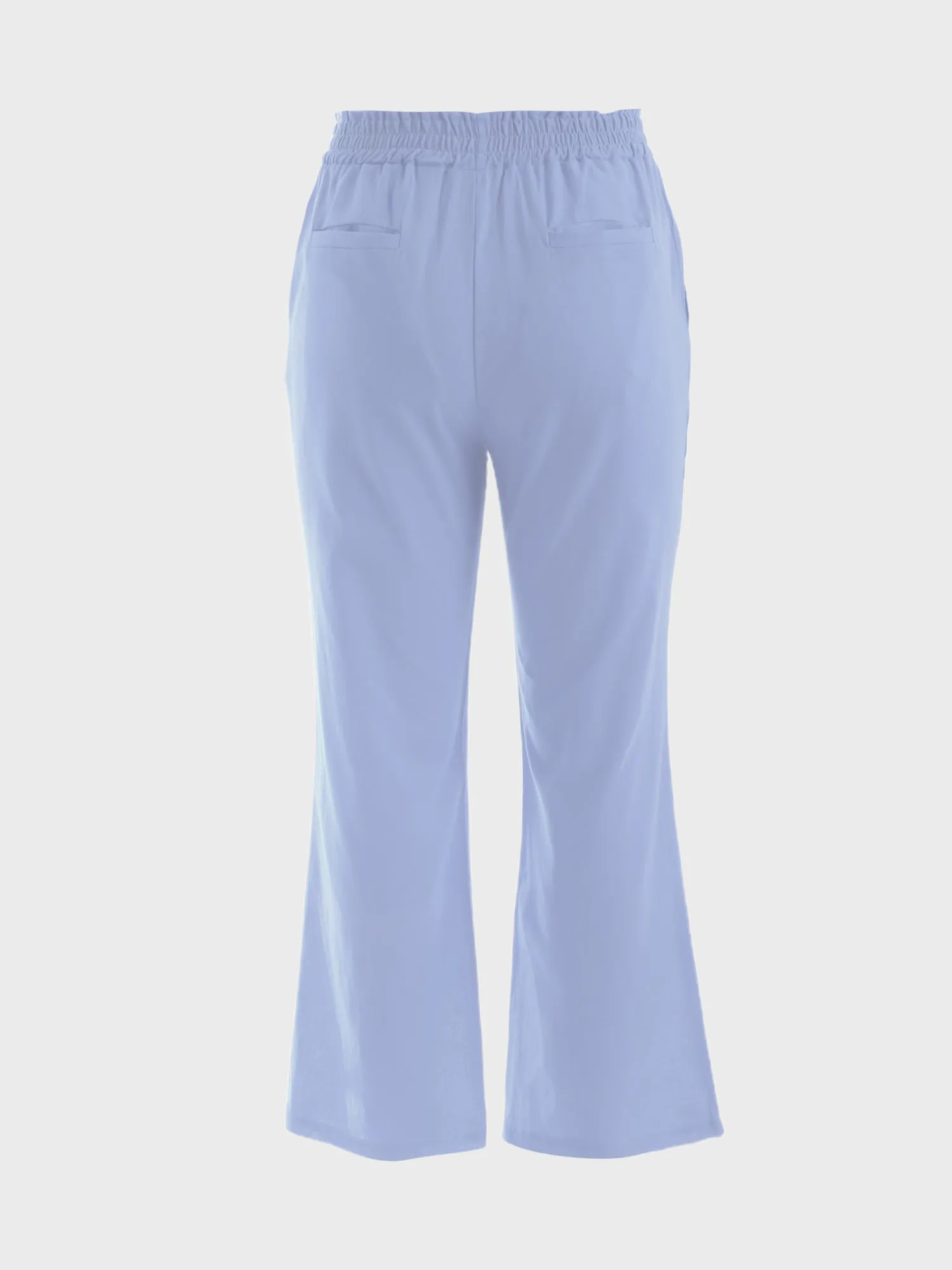 Midsize Simple Shirring Linen Pants