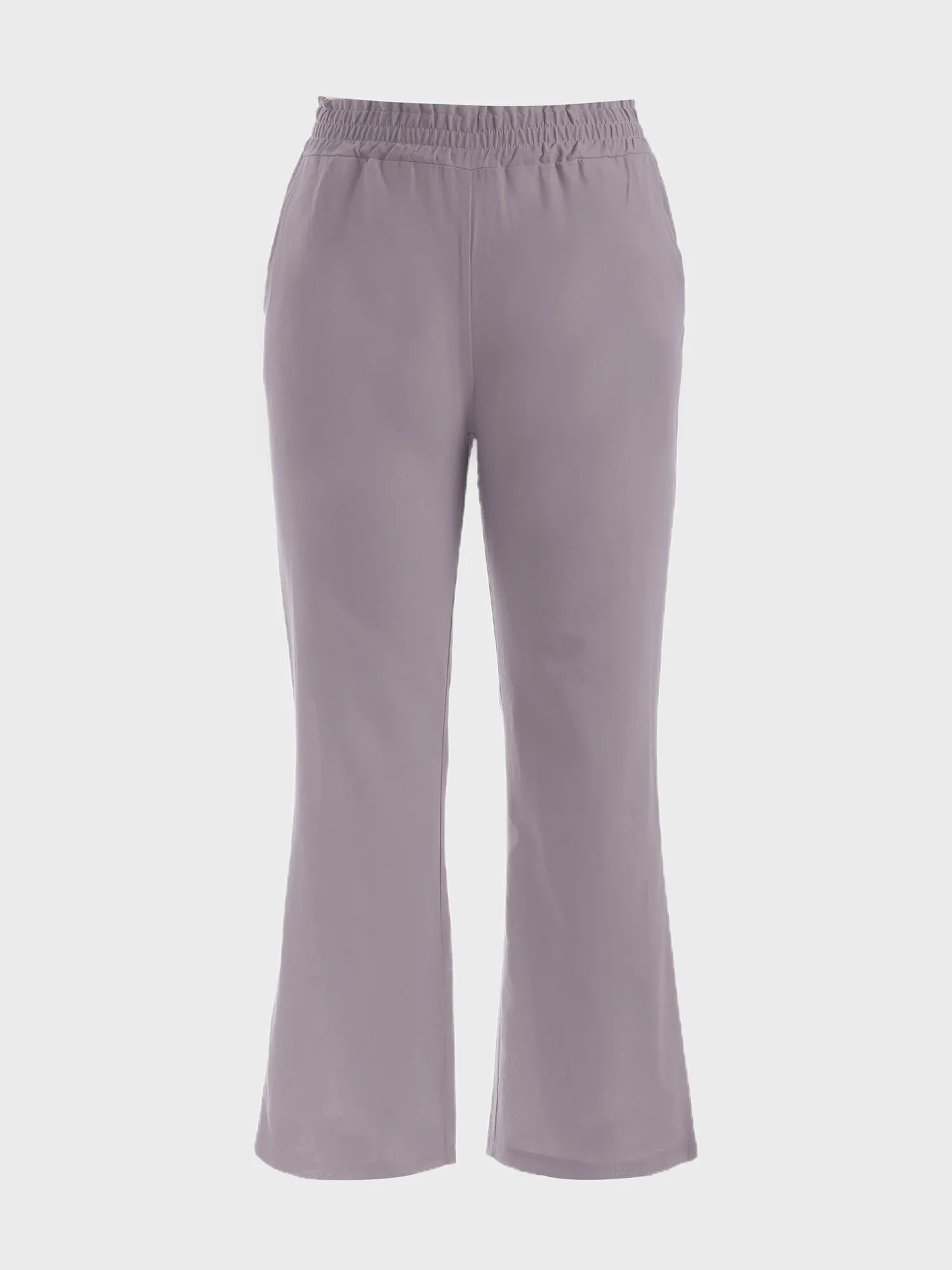 Midsize Simple Shirring Linen Pants
