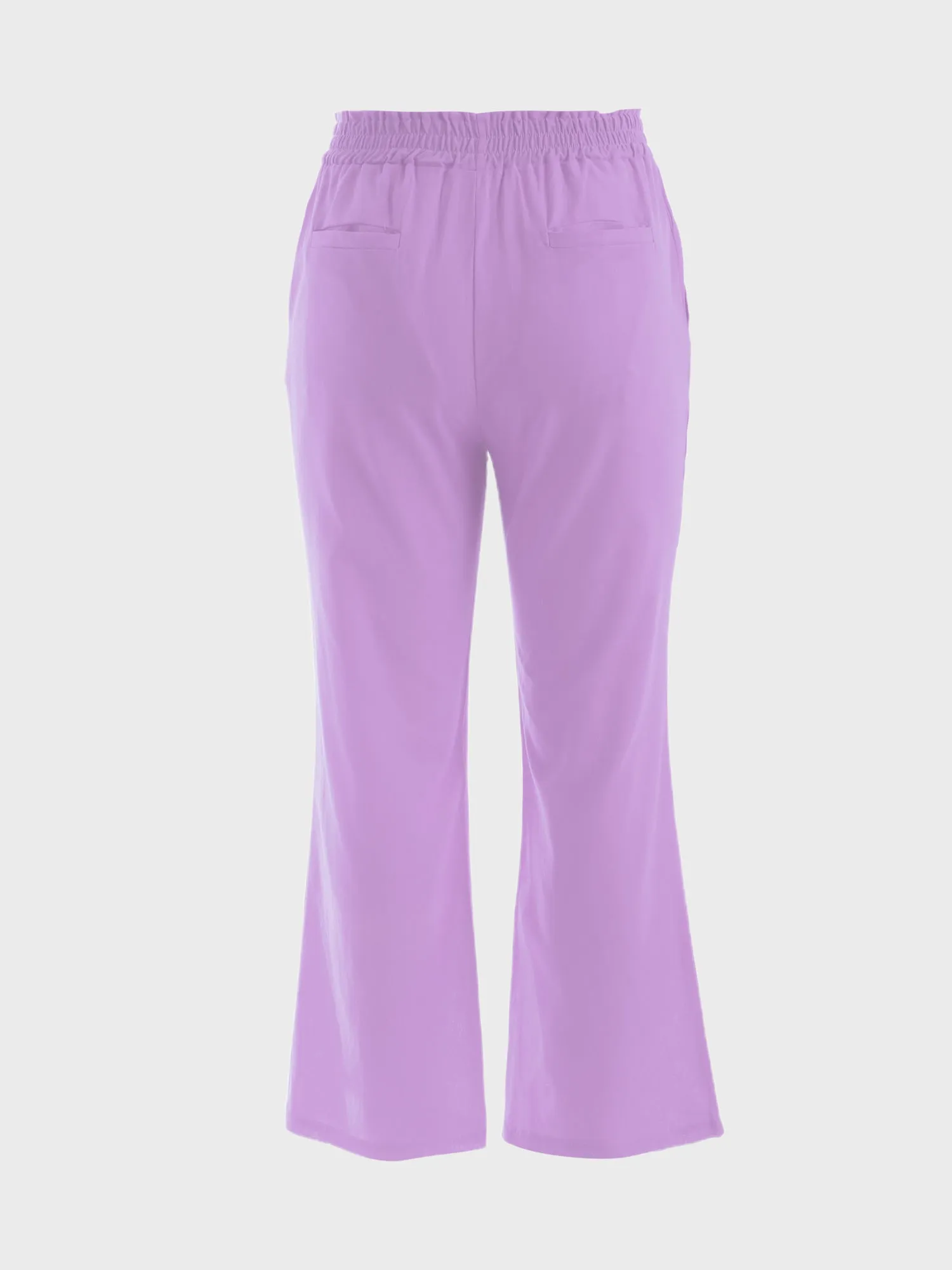 Midsize Simple Shirring Linen Pants