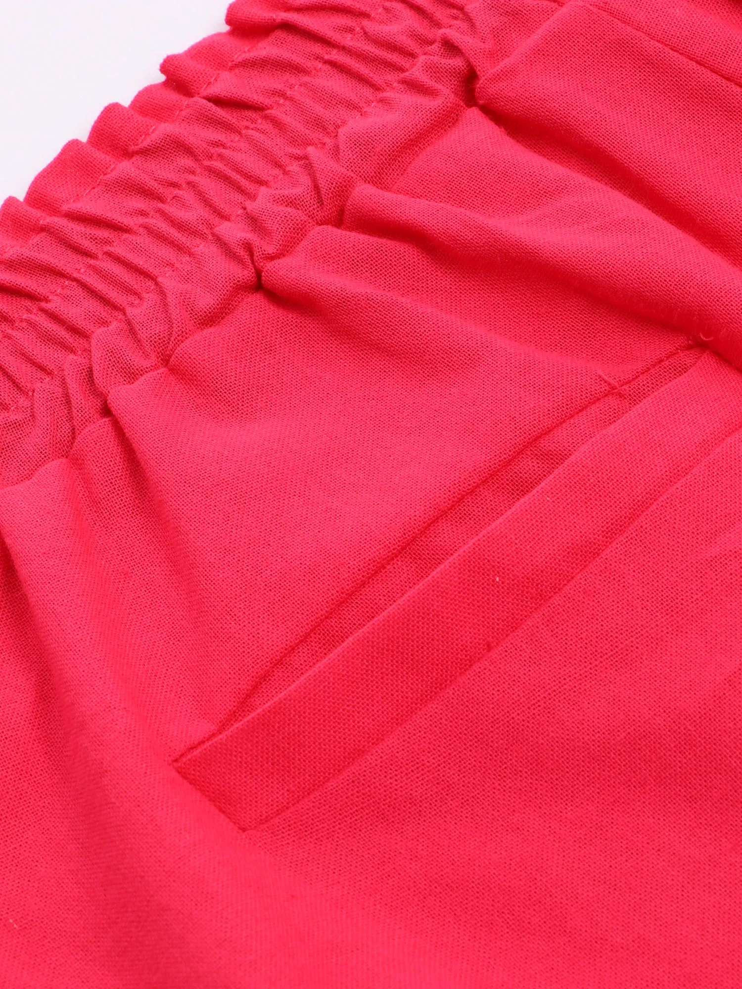 Midsize Simple Shirring Linen Pants