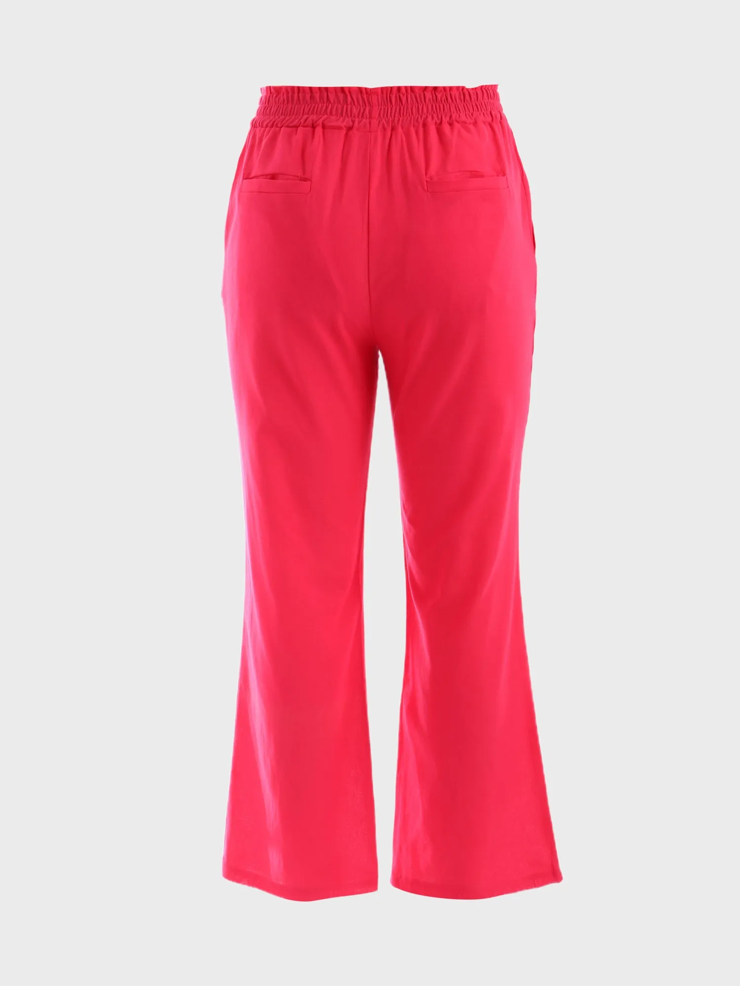 Midsize Simple Shirring Linen Pants