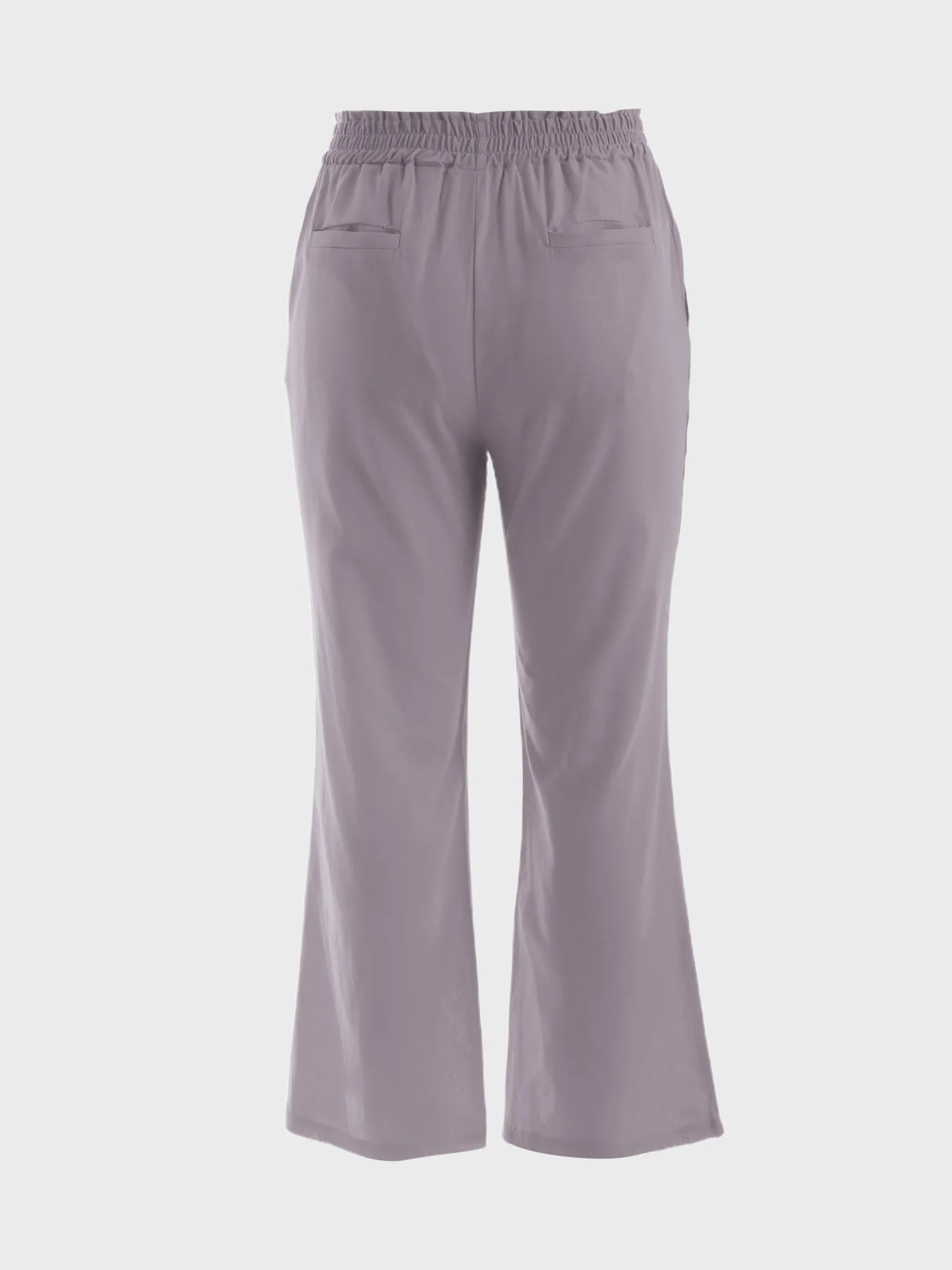Midsize Simple Shirring Linen Pants
