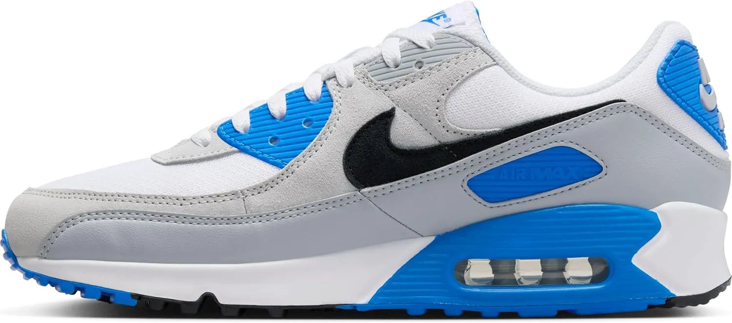 Nike Air Max 90 Men's Shoes (FN6958-102, White/Photo Blue/Pure Platinum/Black)