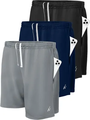 NY Threads 3 Pack Men's Athletic Shorts Quick Dry Lightweight Workout Running Gym Shorts with Pockets