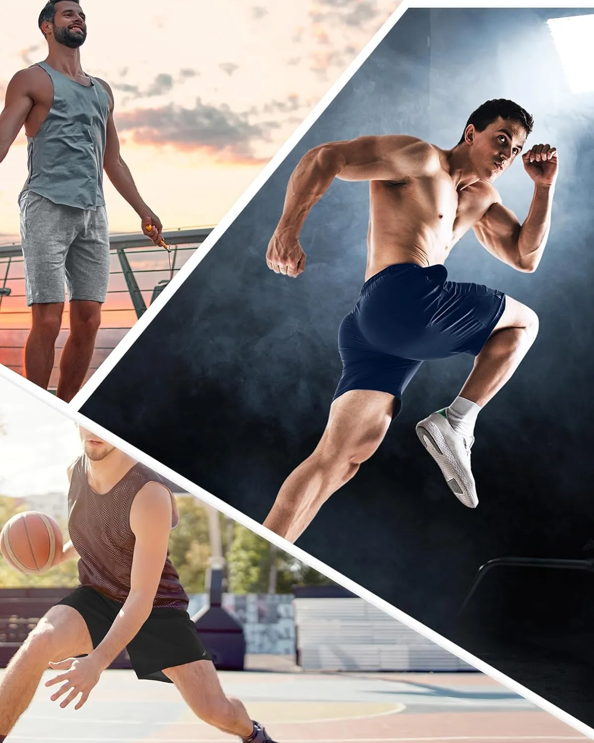 NY Threads 3 Pack Men's Athletic Shorts Quick Dry Lightweight Workout Running Gym Shorts with Pockets