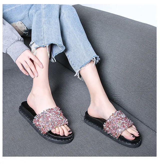 Owlkay Soft Sole Non-Slip Shiny Slippers