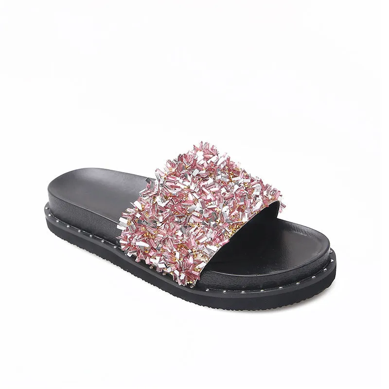 Owlkay Soft Sole Non-Slip Shiny Slippers