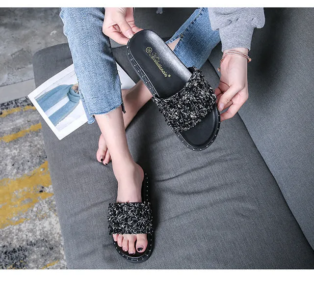 Owlkay Soft Sole Non-Slip Shiny Slippers