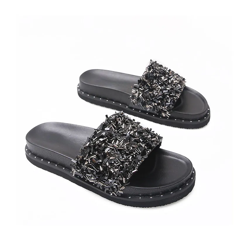 Owlkay Soft Sole Non-Slip Shiny Slippers