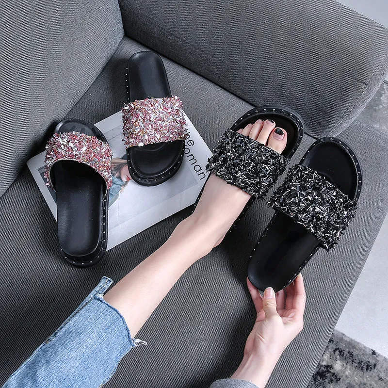 Owlkay Soft Sole Non-Slip Shiny Slippers